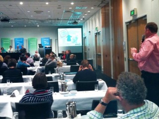 Elders northern livestock manager Tony Gooden addresses the RSPCA live export symposium in Brisbane last Friday afternoon.