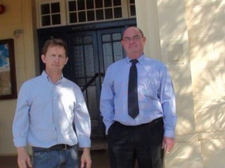 Trent Hindman and his solicitor Phillip Sheridan outside Charleville Magistrates Court. 