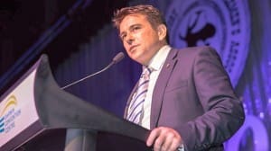 Luke Bowen farewells the NTCA at its 2014 gala dinner in late March. Picture: Grenville Turner