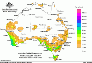 Rain recorded across Australia for the seven days to June 24, 2014.