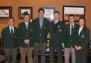 2010 team members, Jessira Perovic, Will Hogan, Campbell Ross and Peter Carrigan with coaches, Michael Crowley and Brad Robinson