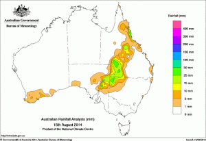 Rainfall map 24 hrs to 9am 15-8-2014