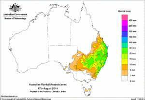 Rainfall map 24 hrs to 9am 17-8-2014