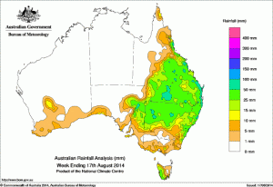 Rainfall map week to 17-8-14