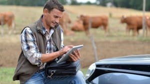 farmer on laptop