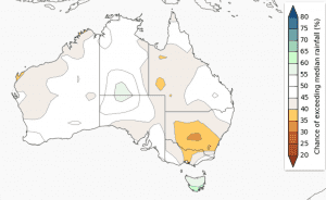 Chance of exceeding median rainfall September to November 2014. Source: BOM