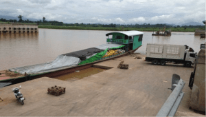 The recently completed Chiang Saen port a few kilometers down-stream which will soon be the new location for loading livestock.