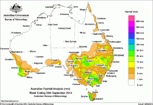 Rainfall recorded across Australia over the past week. 