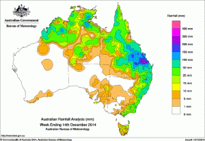 Rain received across Australia for the seven days to yesterday.