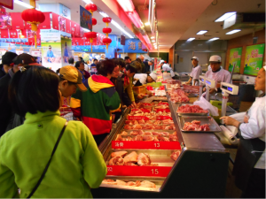 Shanghai supermarket pork China beef meat retail