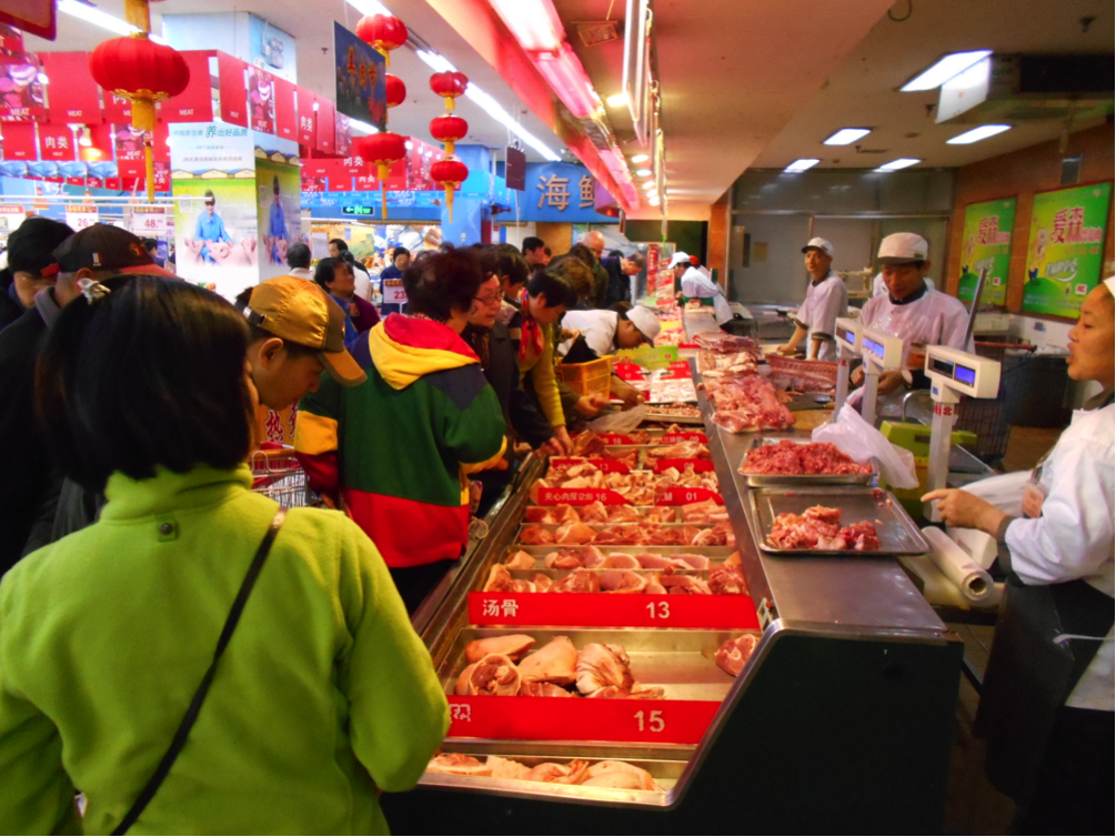 Shanghai supermarket pork China beef meat retail