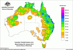 Rainfall recorded across Australia for the seven days to yesterday.