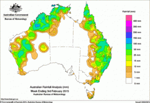 Rainfall recorded across Australia for the seven days to yesterday.