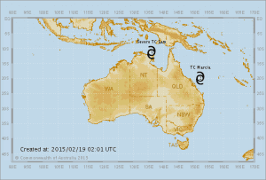 Tropical cyclones map