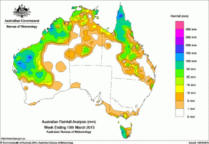 Rainfall received across Australia for the seven days to yesterday. 