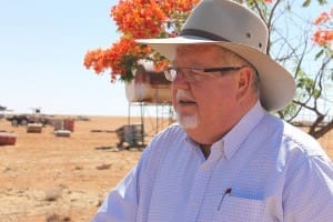 Senator Barry O'Sullivan pictured recently during a visit to Goodwood Station near Boulia in western Queensland. 