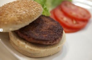 A lab grown hamburger produced by Dr Post's team.