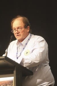 Tom Stockwell addressing the 2013 NTCA conference in Alice Springs. 