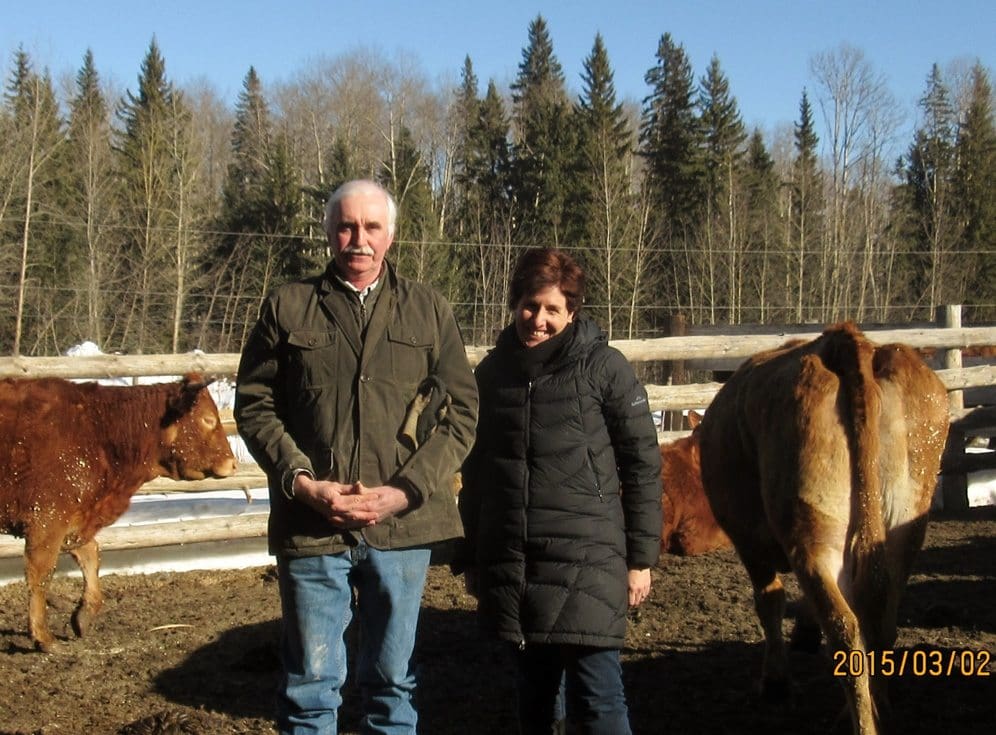 Churchill fellow Emma Robinson pictured with Canadian beef direct-marketer Dave Abernethy of Summerfield Farms, Prince George, during her recent study tour.
