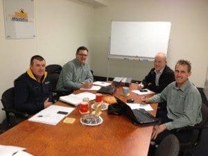 A quarterly Bulla Burra board meeting with Andrew Biele, John Gladigau, Jeff McDonald and Robin Schaefer. Picture: Bulla Burra.