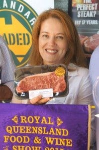 AA Co's Sabina Kindler collects the award for overall champion branded beef at this year's RNA awards
