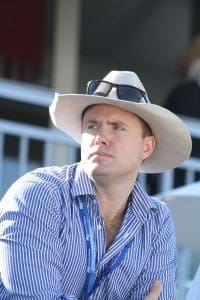 Consolidated Pastoral Co's Jock Warriner watching stud beef judging