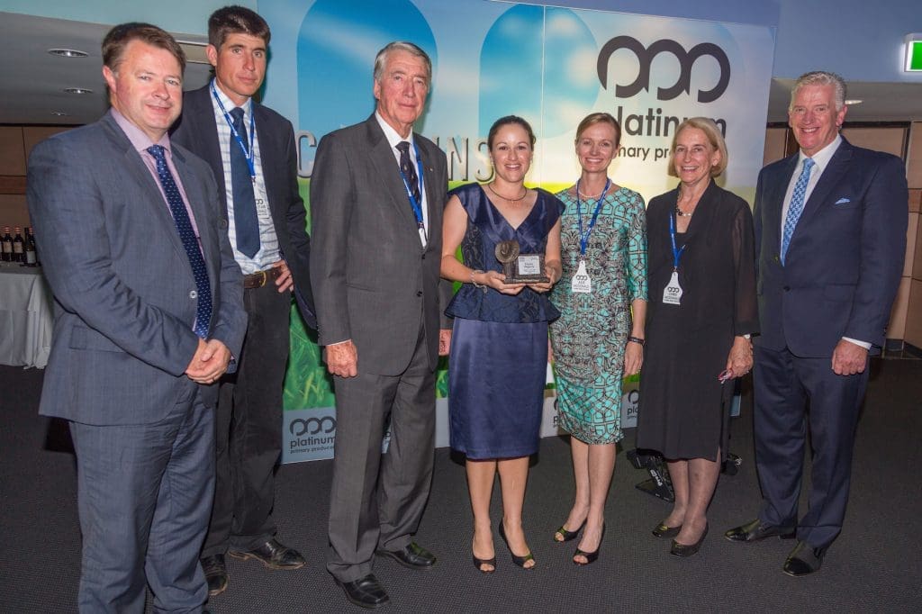 Emma Hegarty with Rabobank's Ben_Russell, the McDonald Family and Shane McManaway.