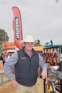 Territory Sales Manager for Waratah Lachy Radford at FarmFest yesterday.