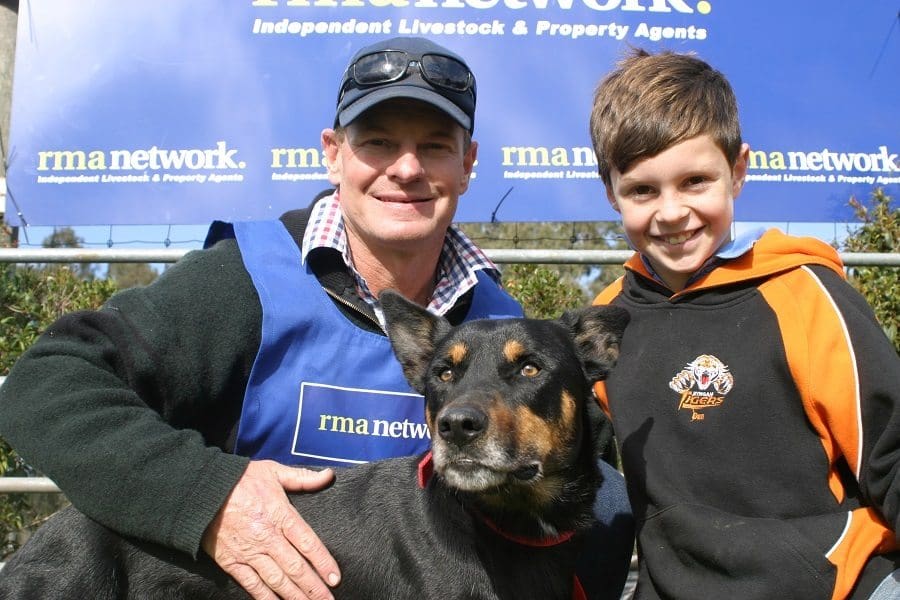 Casterton Futurity trial winner Andrew Kennedy and his son Dan, 9, with AKennedys Choker