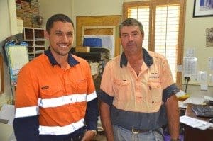 Farm manager Ashley Bell and assistant manager health safety & environment, Shea O’Neill, in the office at Raby