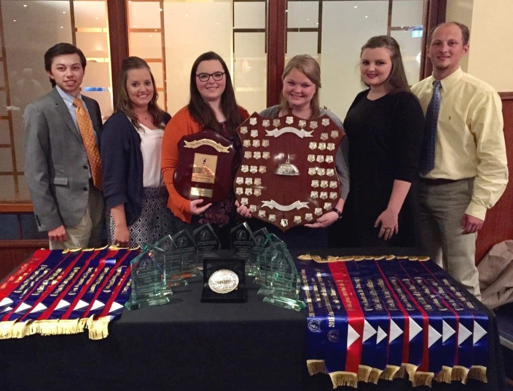 ICMJ champion team, Oklahoma State University, represented by KC Barnes, Hannan Nelson, Morgan Nielson, Chandler Steele and JT Hearne.