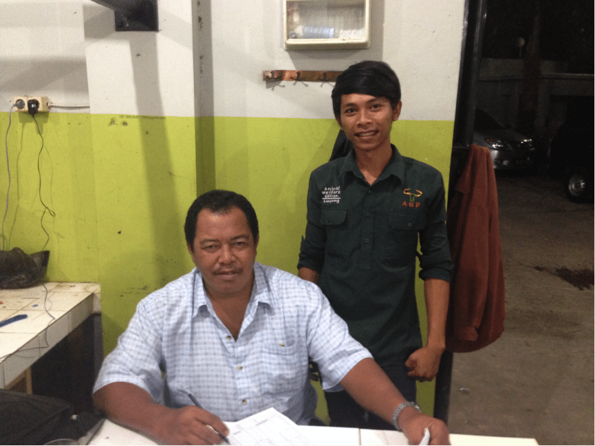 Bambang and Z Beef abattoir manager Dodo Subarna in Lampung, south Sumatera.
