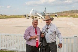 John Wagner and Oakey Abattoir general manager Pat Gleeson. 