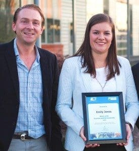 Peter Greenham Jr with 2015 scholarship winner, Emily Jones