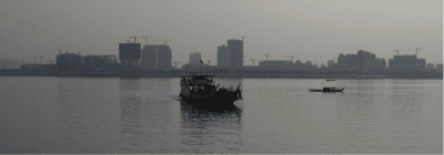 View of the Phnom Penh CBD from the Mekong River.