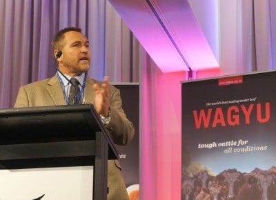 AWA technical services manager Carel Teseling during the launch of the progeny test trial at the National Wagyu Conference 