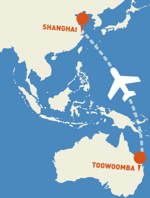 Twba-Shanghai flight map