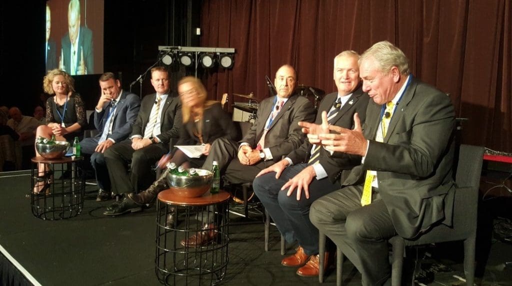 Former Sanger head Richard Rains makes a point during the panel session at last week's AuctionsPlus anniversary gathering in Sydney
