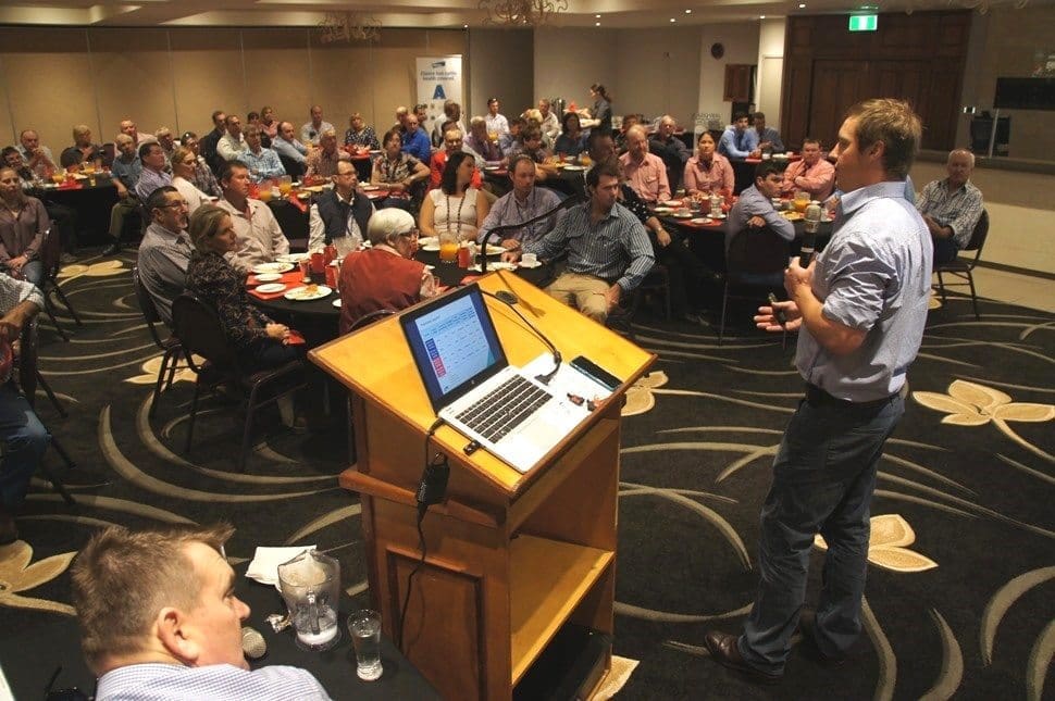 David Packer addresses the recent producer audience in Rockhampton