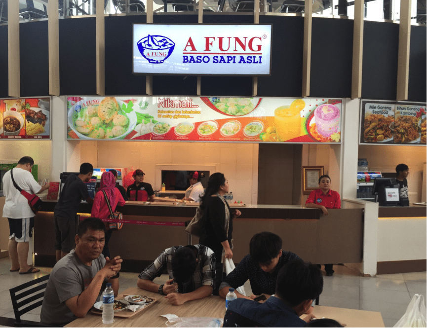A Well-known and quite expensive bakso franchise in an up-market mall.