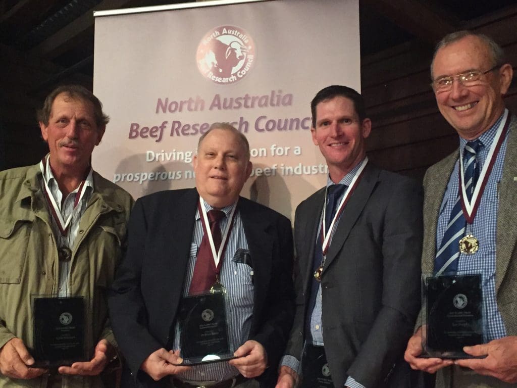 Winners of the 2016 NABRC Medals were: Producer Medal - Keith Holzwart, ‘Avago Station’, Daly Waters, NT; NABRC Scientist / Researcher Medal - University of Queensland Senior Research Fellow, Dr Brian Burns; NABRC Young Achiever Medal - Ashley Kirk, of Rockley Brahmans, Bajool; and NABRC Communicator / Extension Medal - Queensland Department of Agriculture extension officer, Ken Murphy, Rockhampton.