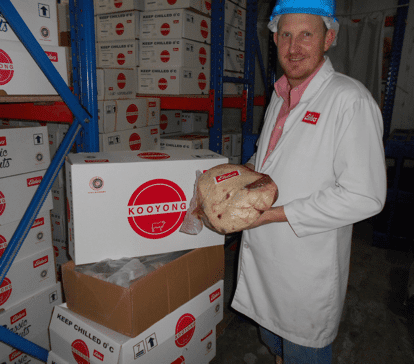 Jason with some Kooyong beef produced in the IPB abattoir in Bogor.