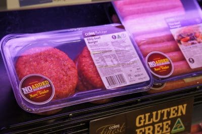 MAP-packed beef items in a Coles supermarket