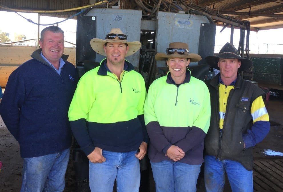 Andrew Herbert, left, with Gundamain's feedlot induction team