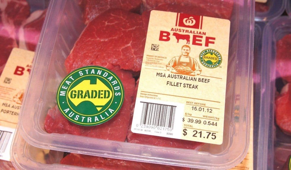 MAP-packaged beef in a Woolworths supermarket in Brisbane