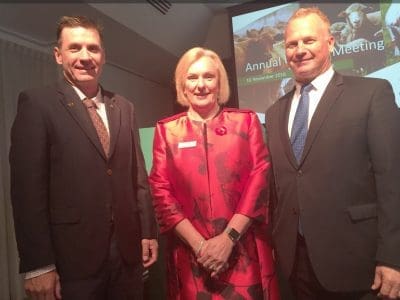 Newly elected MLA director Alister Watson, right, with re-elected board members George Scott and Michelle Allan.