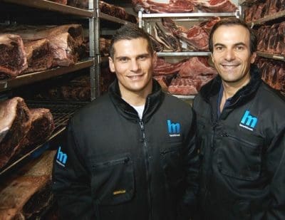 Peter Andrews and son, John Jr in the Havericks dry-aging room