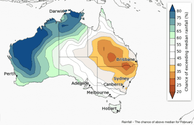 Chance of rain for February