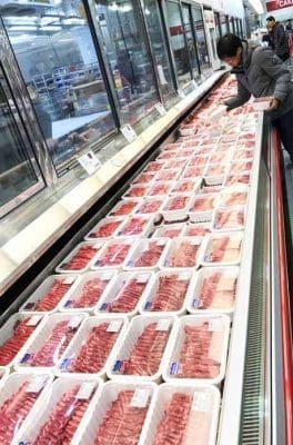 Costco meat case in Korea