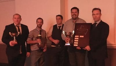 National Sausage Kings winners with their trophies on Saturday night